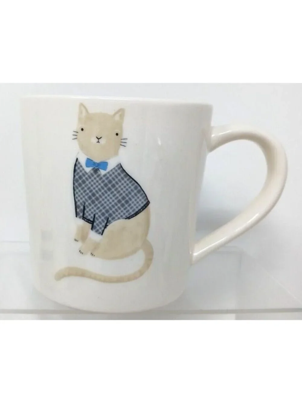 Dapper Cat Magenta Cup Coffee Mug BowTie Sweater 14 oz. Anthropomorphism #S-7